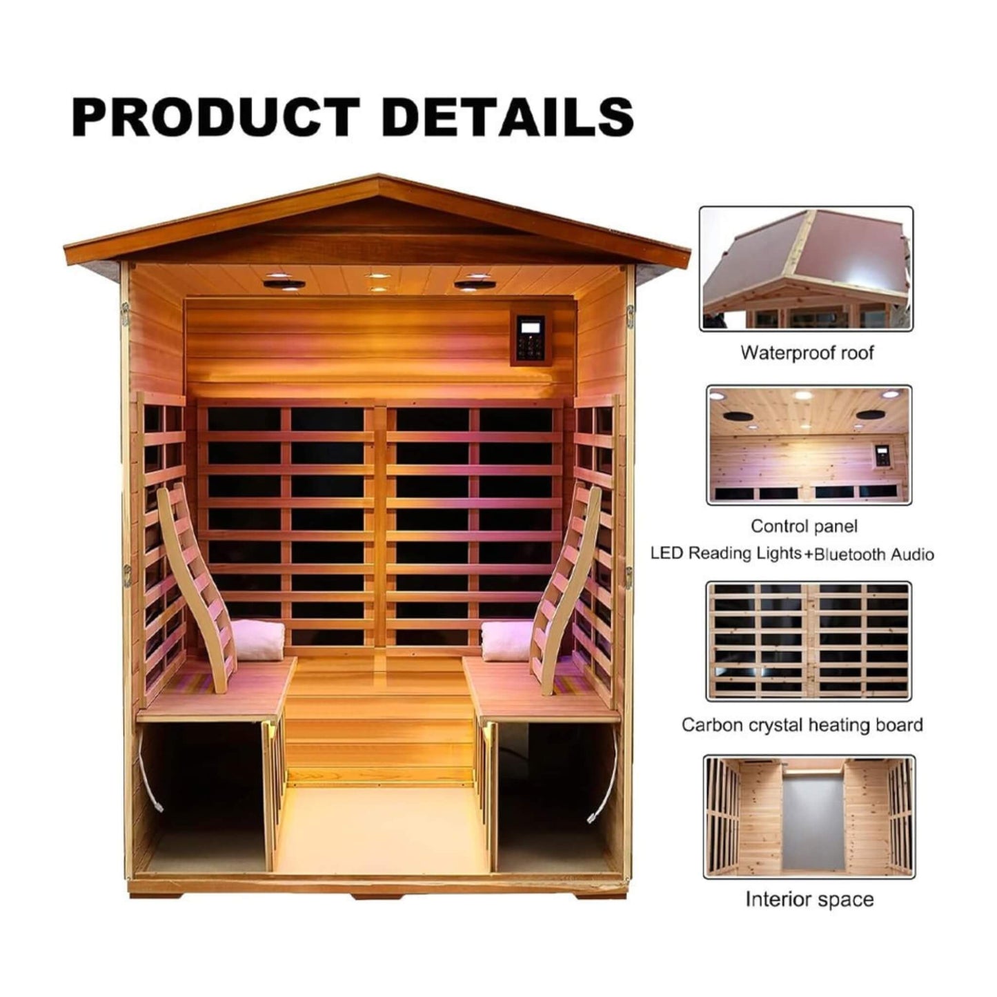 Premium Valois 4-Person Luxury Low EMF Outdoor FAR Infrared Sauna with Bluetooth Audio