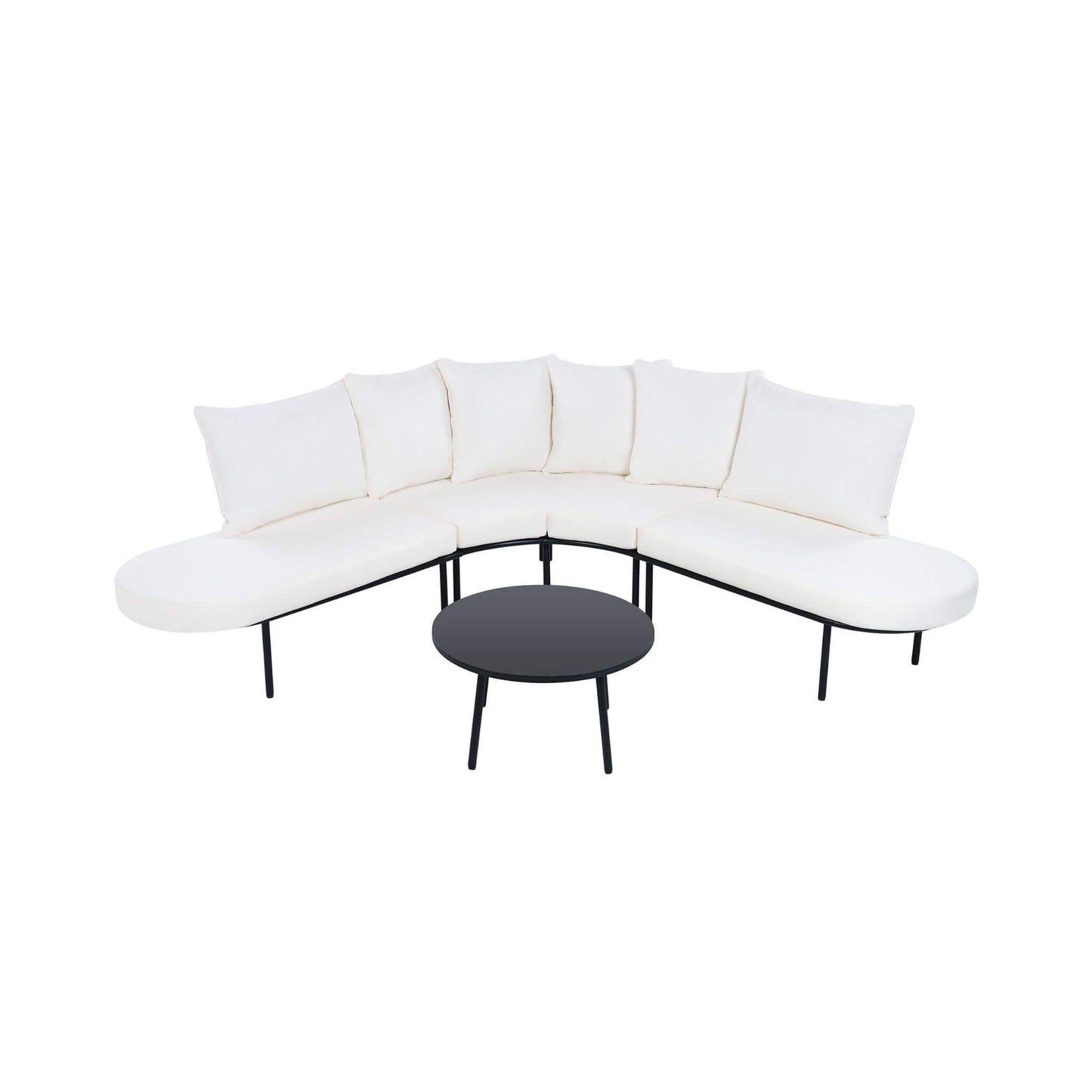 Premium Half-Moon Curved 6-Person Outdoor Sofa Set with Coffee Table