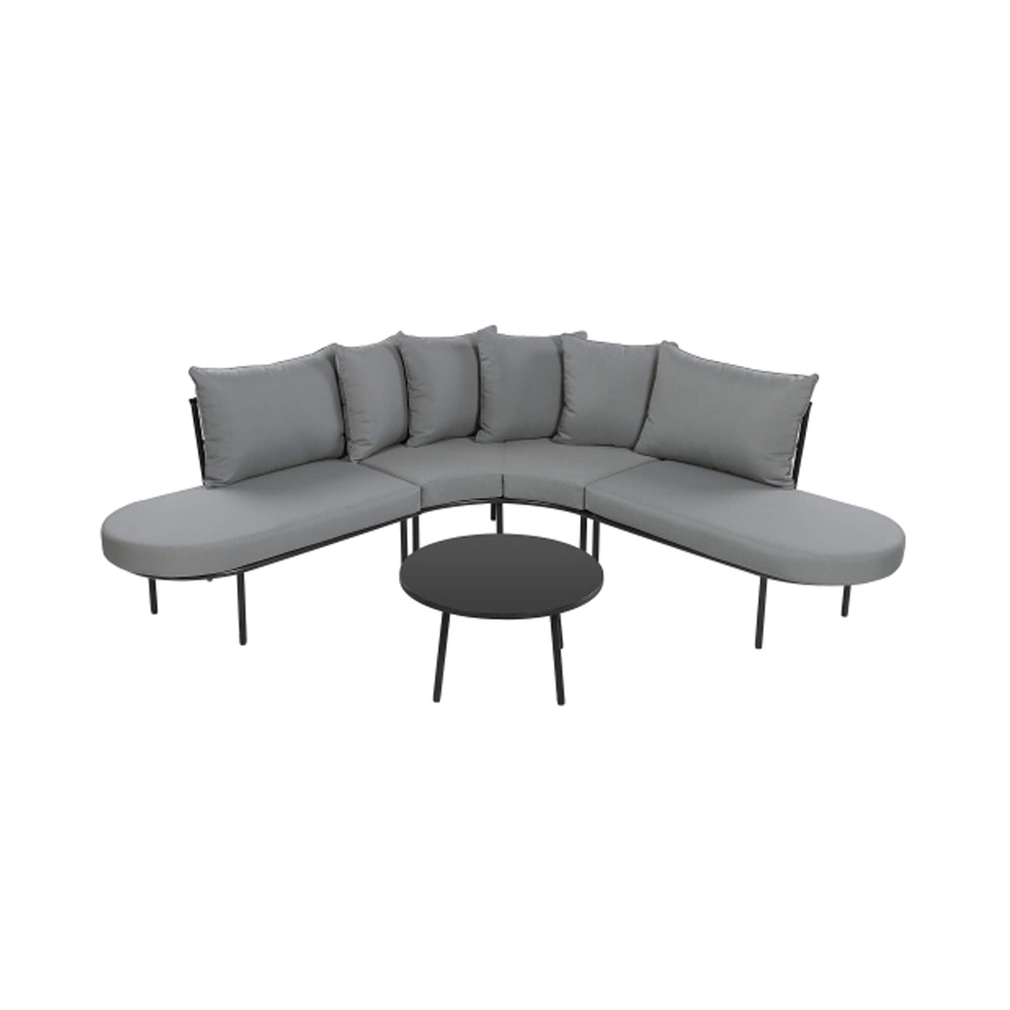 Premium Half-Moon Curved 6-Person Outdoor Sofa Set with Coffee Table