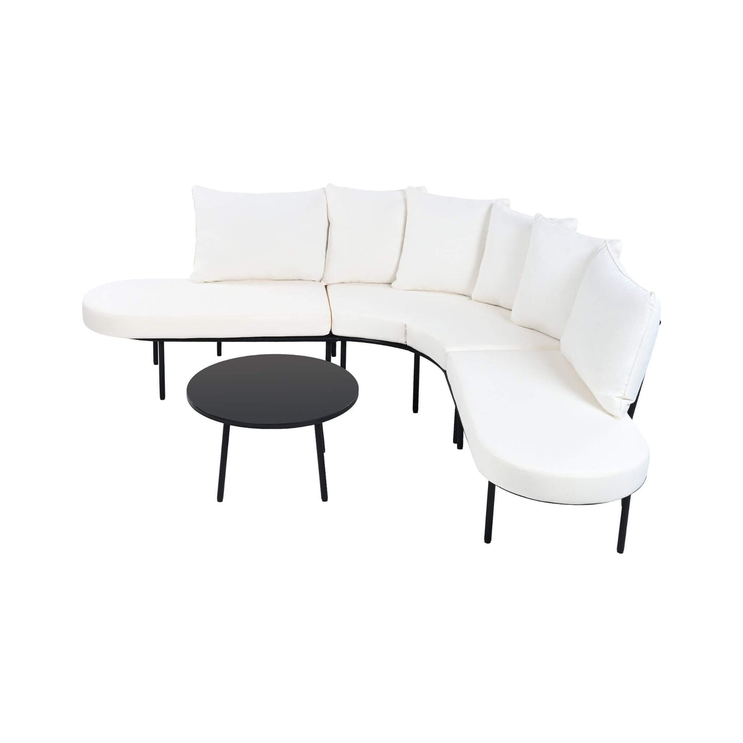 Premium Half-Moon Curved 6-Person Outdoor Sofa Set with Coffee Table