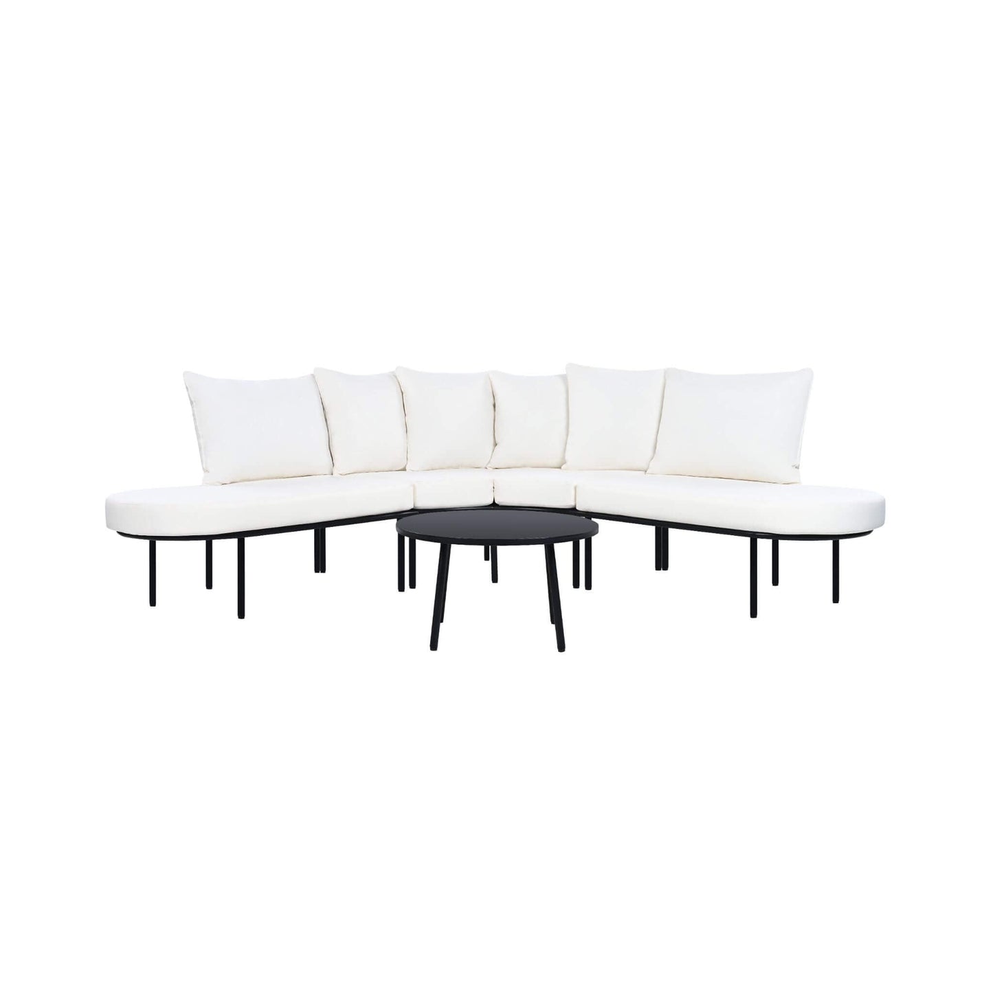 Premium Half-Moon Curved 6-Person Outdoor Sofa Set with Coffee Table