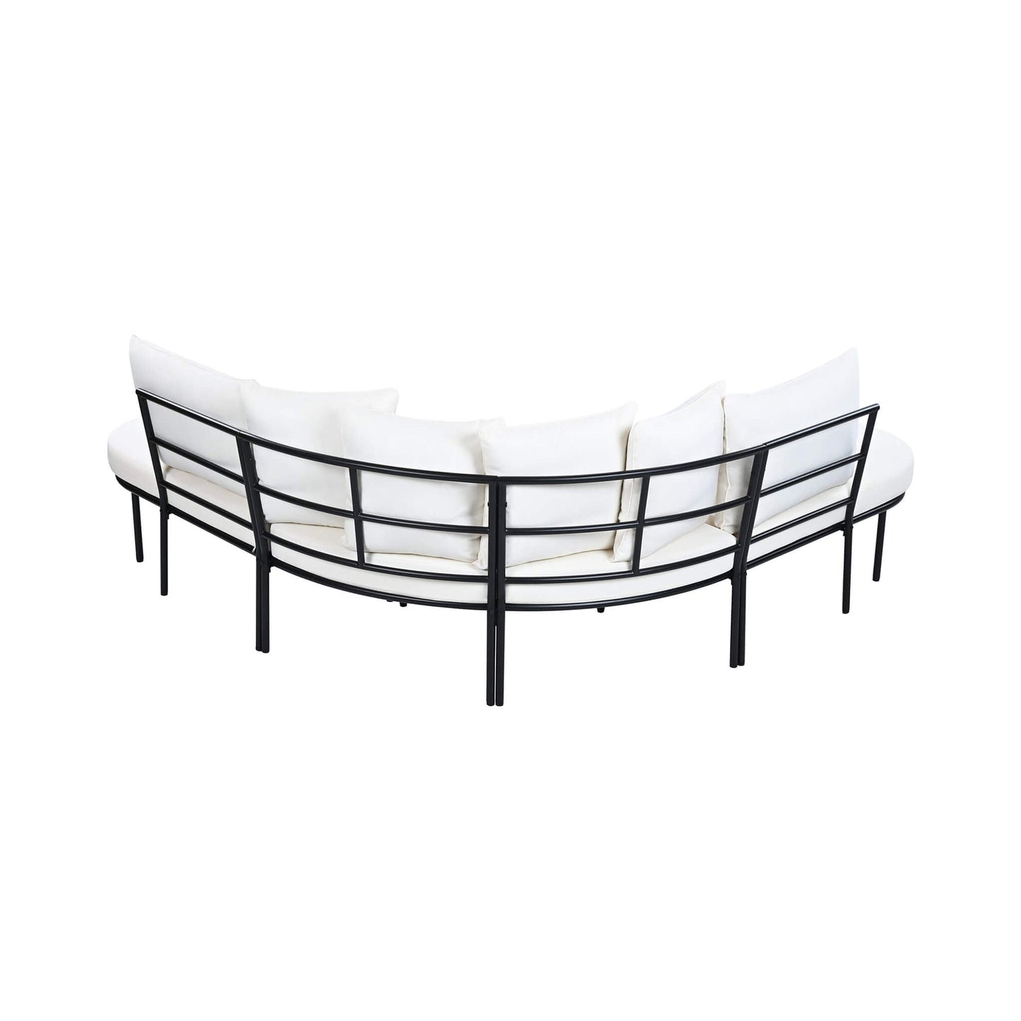 Premium Half-Moon Curved 6-Person Outdoor Sofa Set with Coffee Table