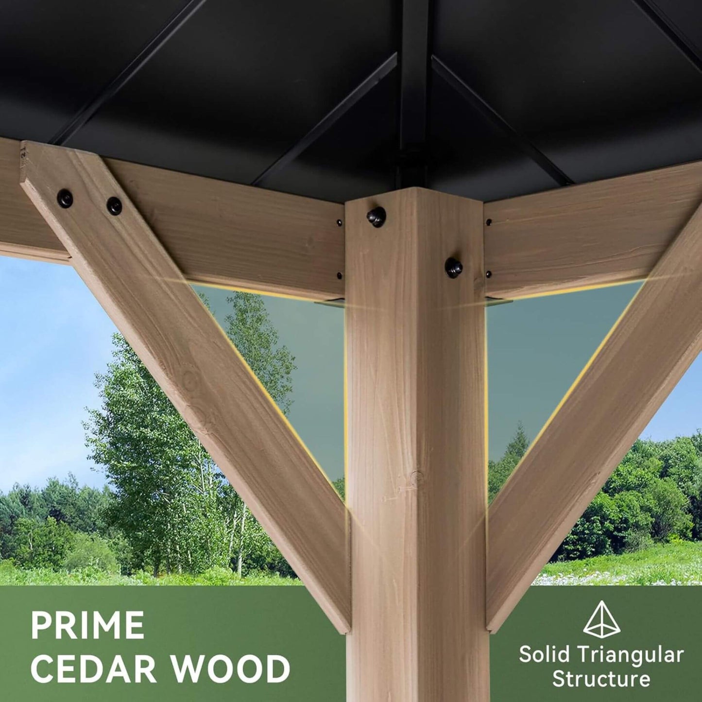 Alora Premium Outdoor Cedar Wood Galvanized Steel Hardtop Gazebo (SAK23907)