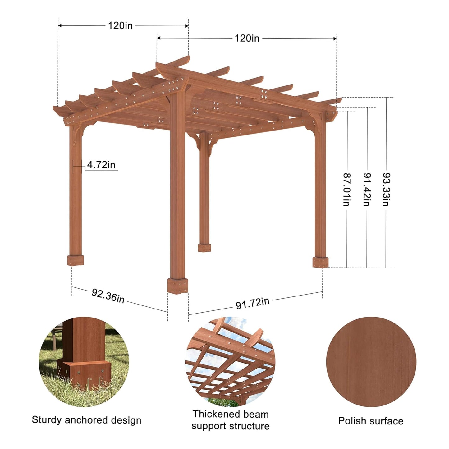 Alora Premium Outdoor Cedar Wood Pergola With Slatted Roof (SAK87024)