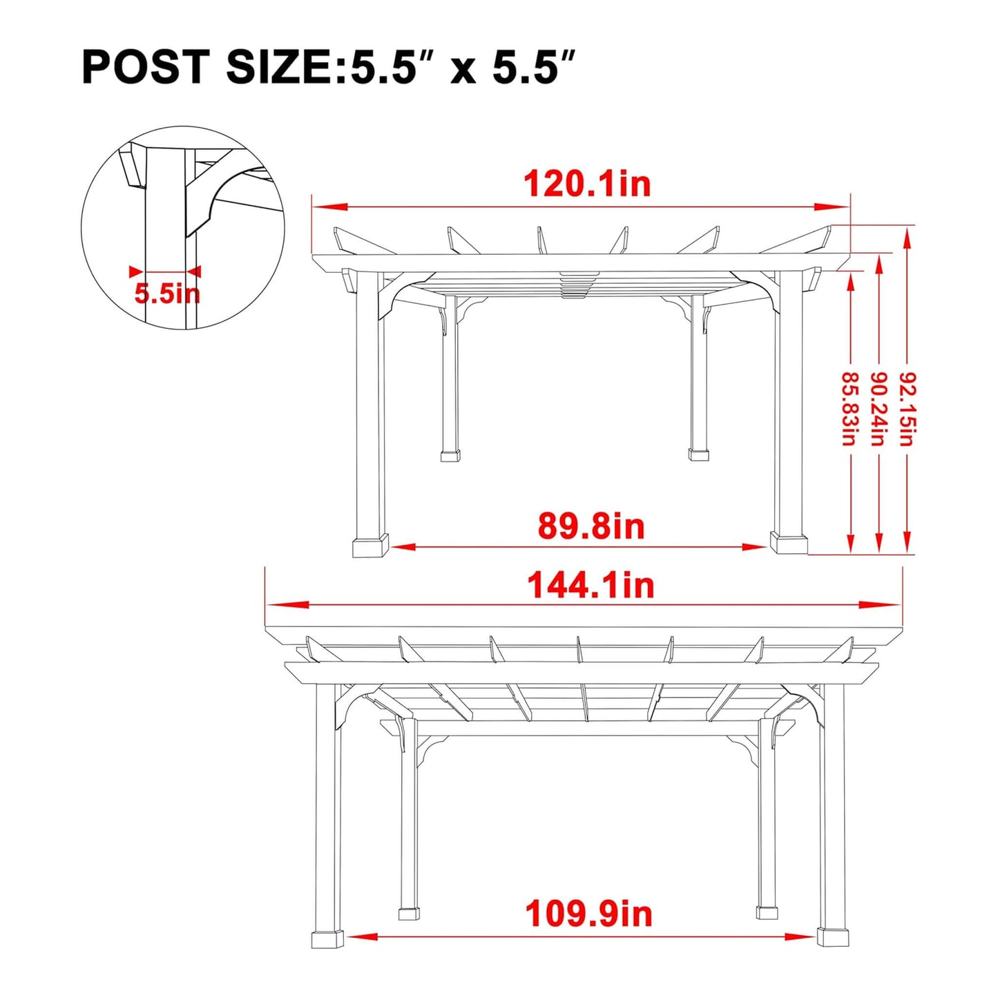 Alora Premium Outdoor Cedar Wood Pergola With Slatted Roof (SAK87024)