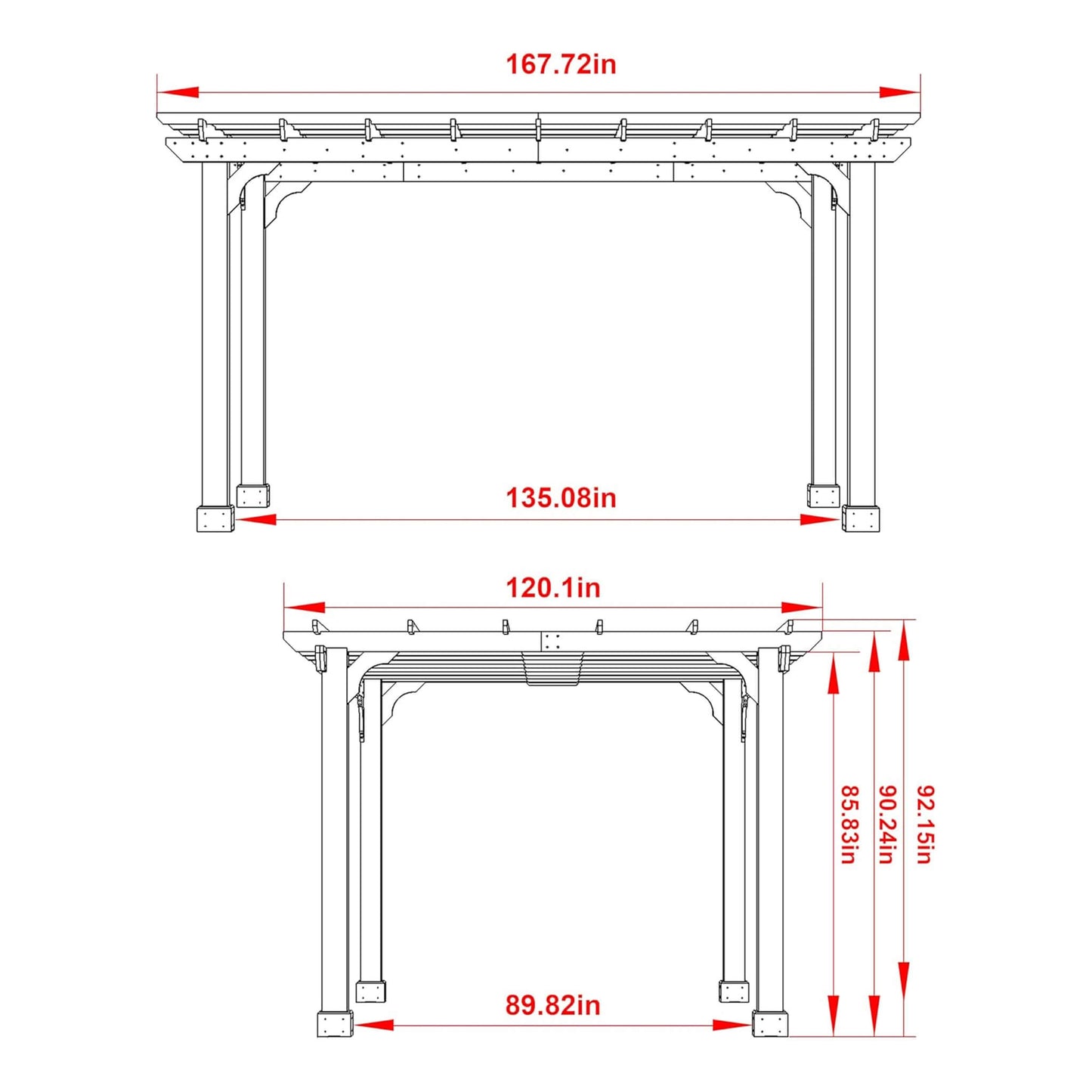 Alora Premium Outdoor Cedar Wood Pergola With Slatted Roof (SAK87024)