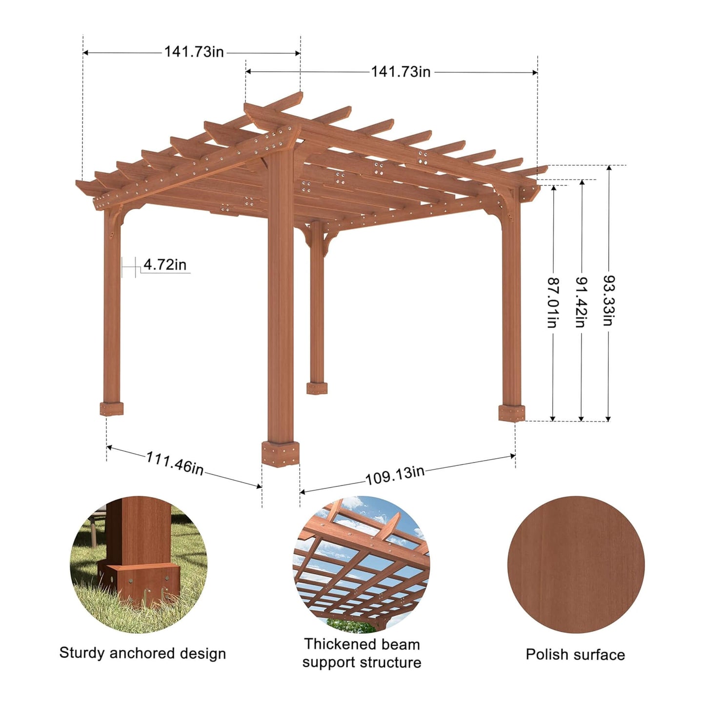 Alora Premium Outdoor Cedar Wood Pergola With Slatted Roof (SAK87024)