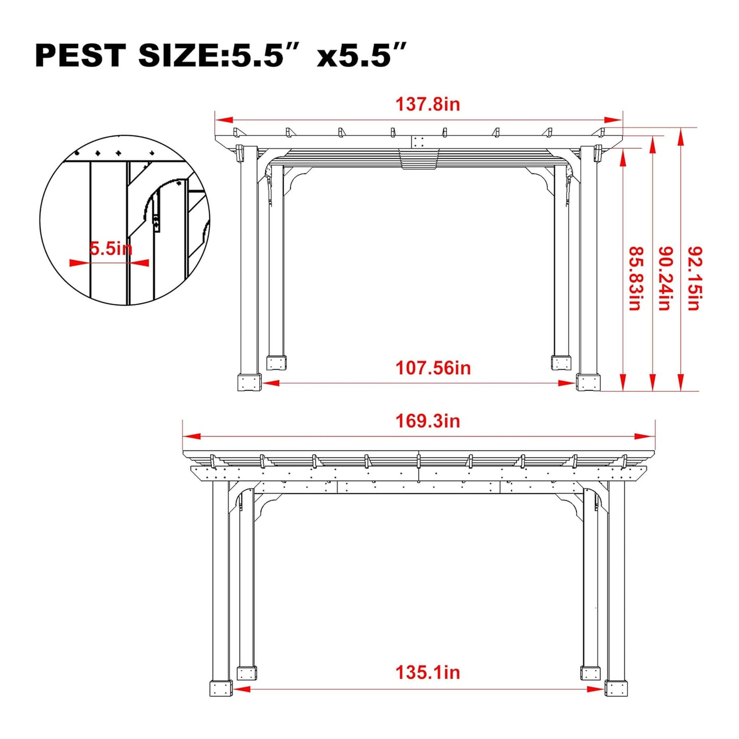 Alora Premium Outdoor Cedar Wood Pergola With Slatted Roof (SAK87024)