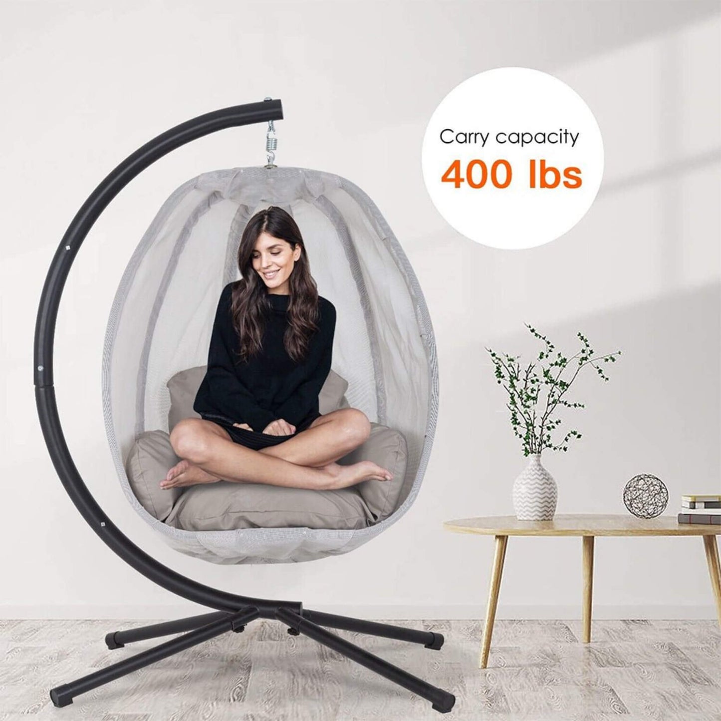 Alora Premium 70-Inch Outdoor Hammock Egg Swing Chair with Stand
