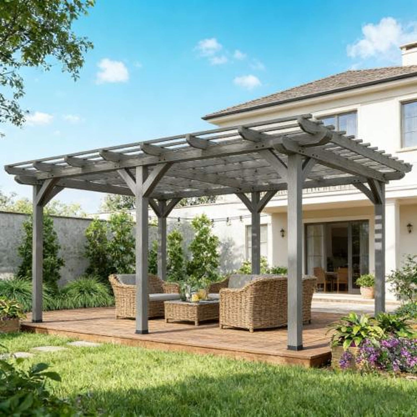 Alora Premium Outdoor Wooden Grape Trellis Pergola (SAK18579)
