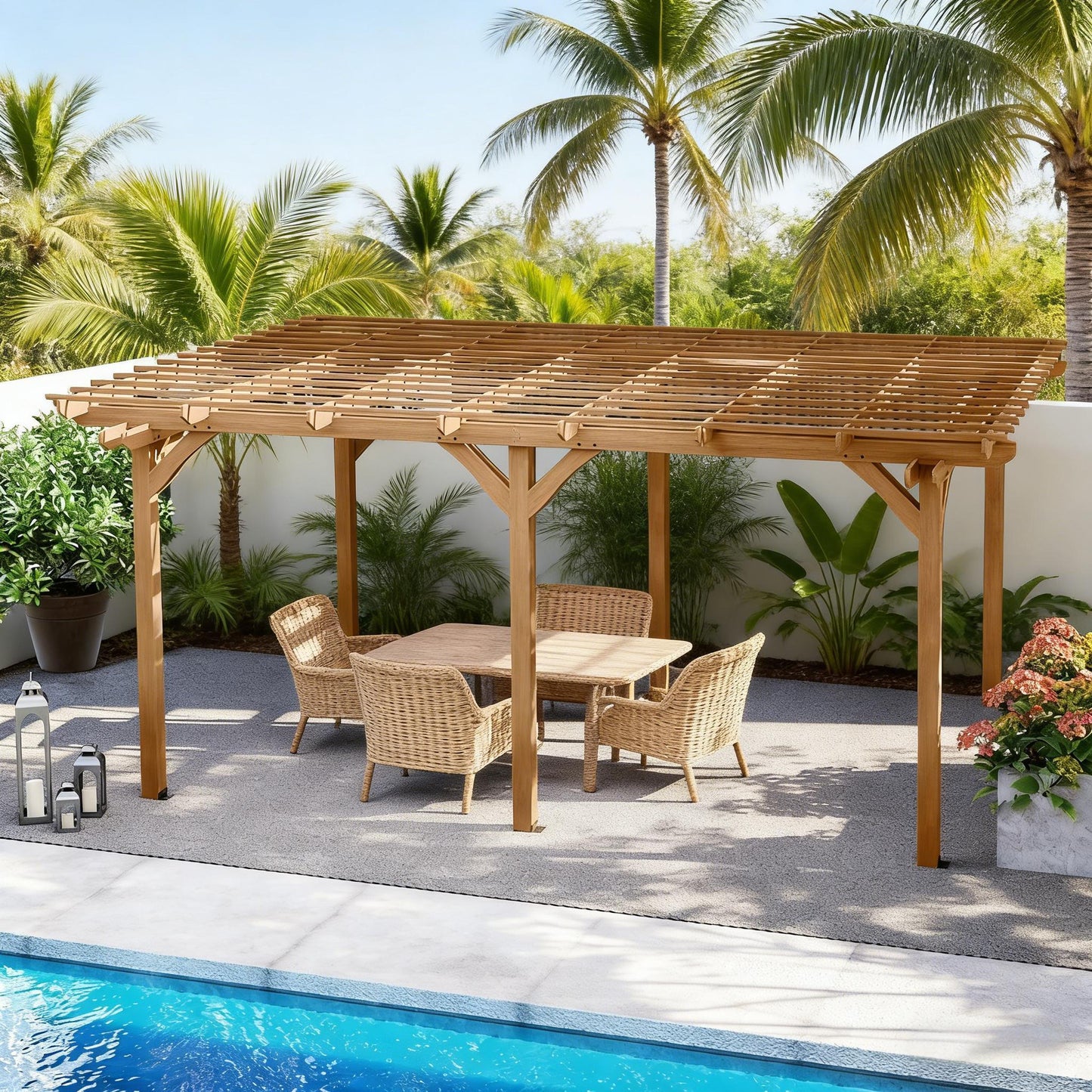 Alora Premium Outdoor Wooden Grape Trellis Pergola (SAK18579)