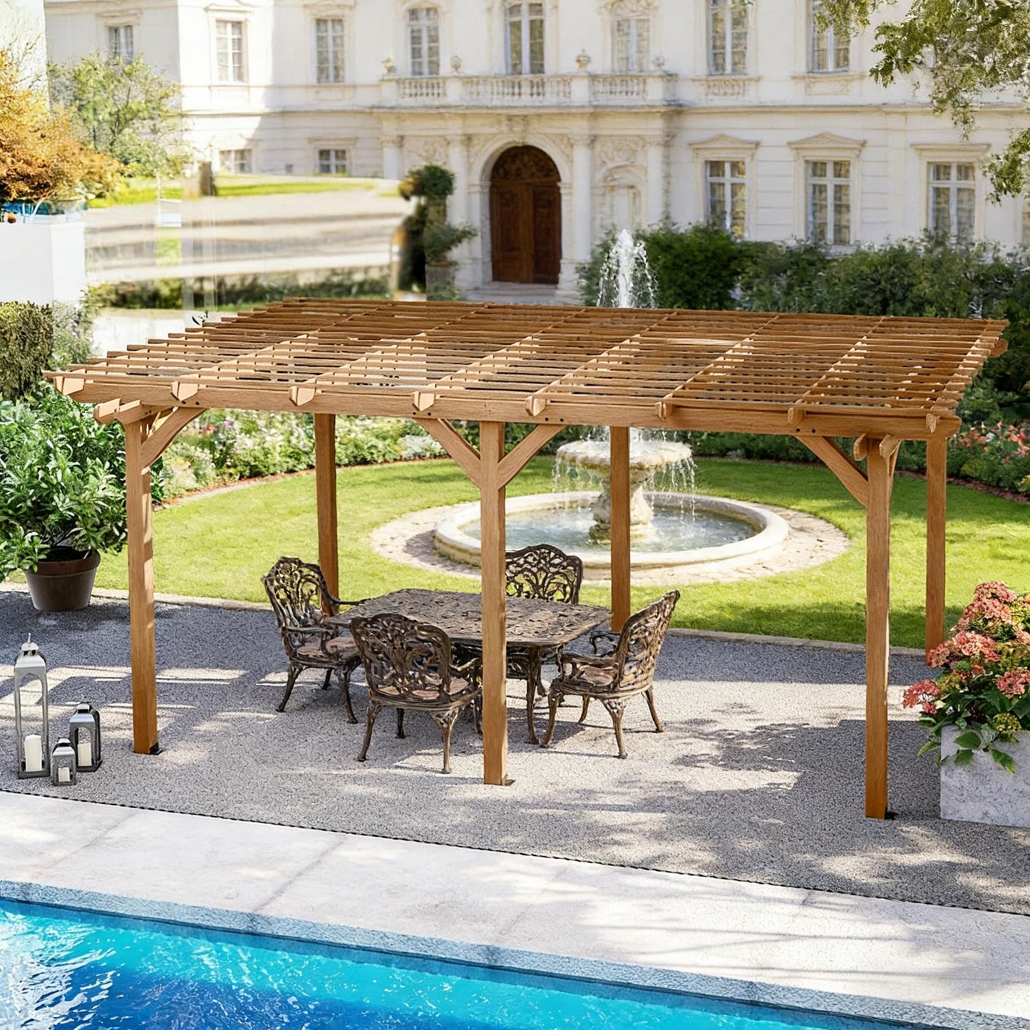 Alora Premium Outdoor Wooden Grape Trellis Pergola (SAK18579)
