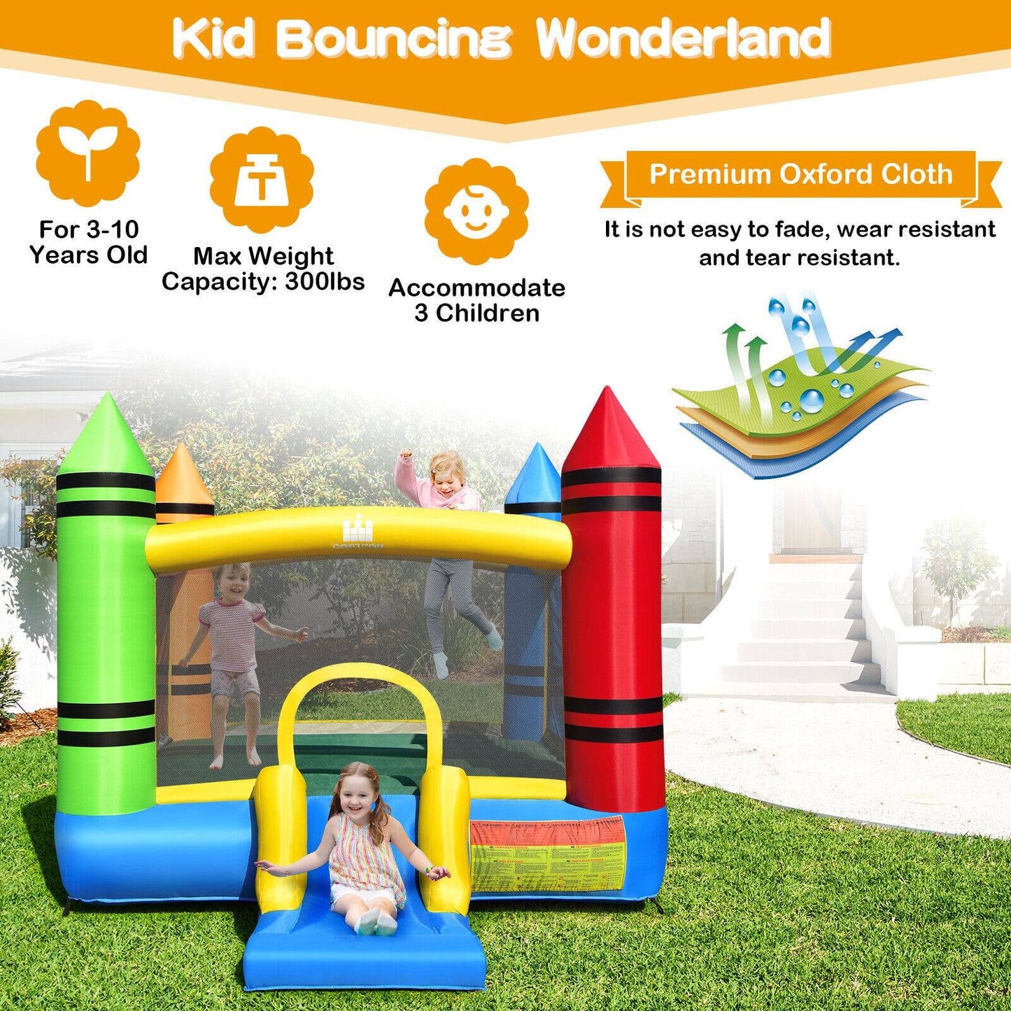 Gbruno Kids Inflatable Bounce House with Slide