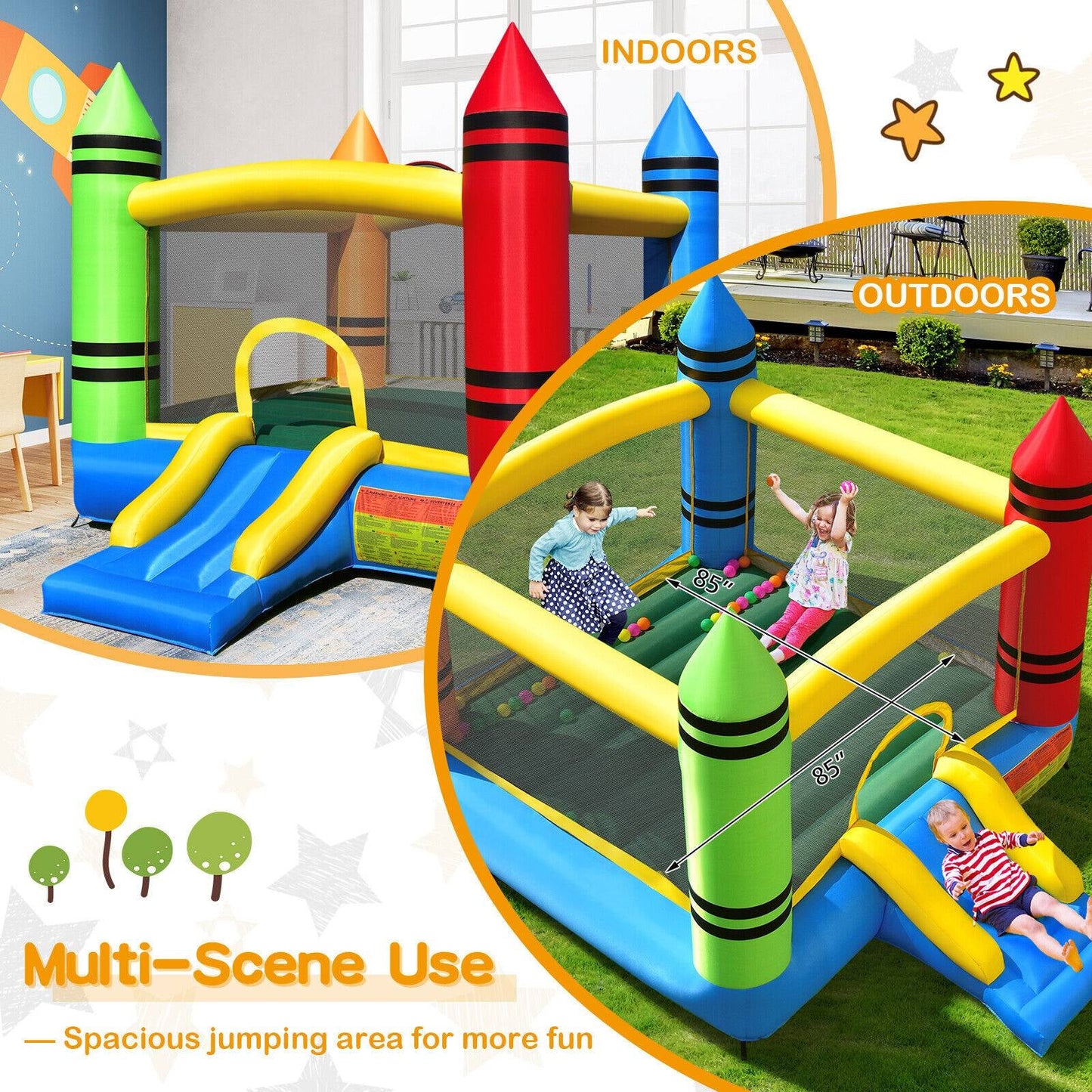 Gbruno Kids Inflatable Bounce House with Slide