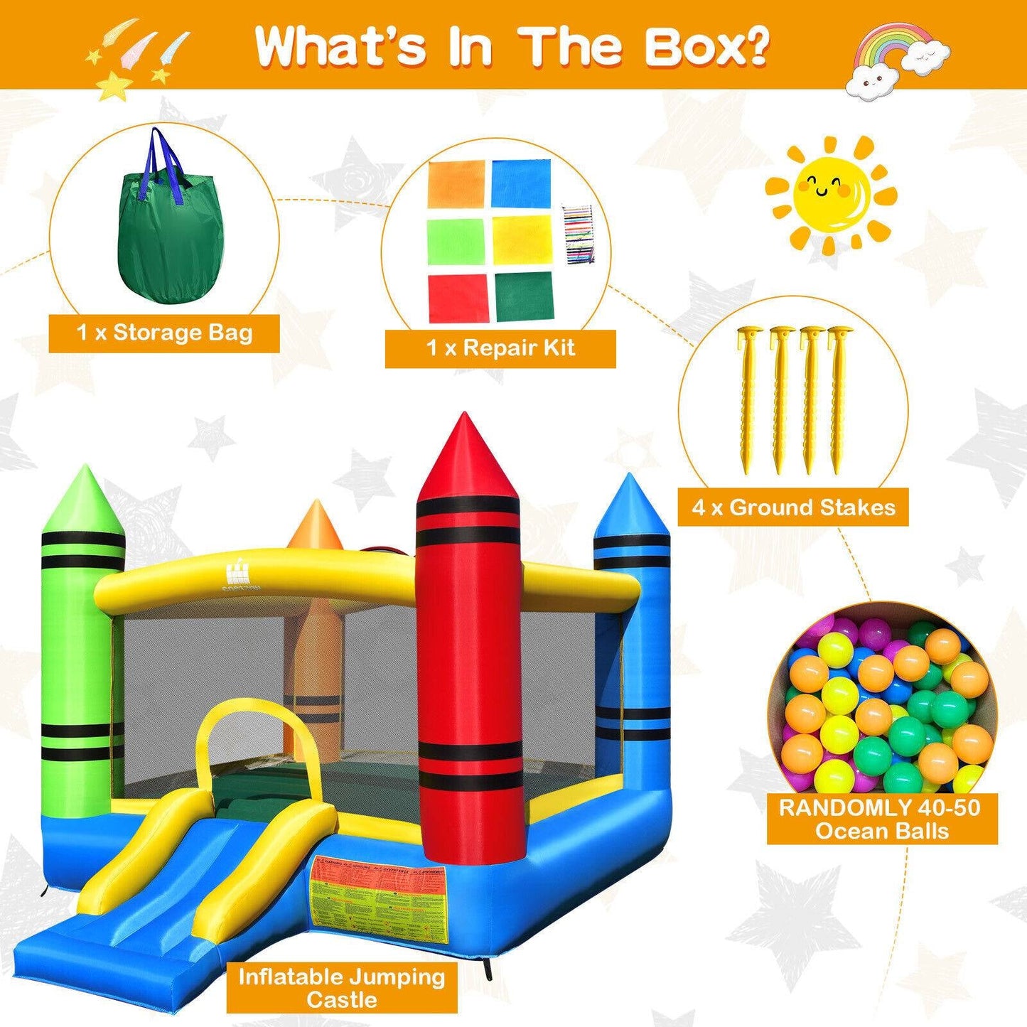 Gbruno Kids Inflatable Bounce House with Slide
