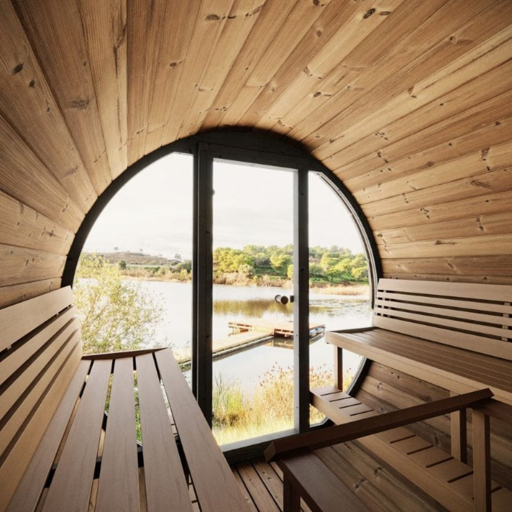 SAUNALIFE EE8G ERGO Series 6-Person Outdoor Sauna Barrel